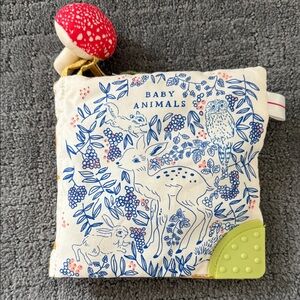 Baby Animals Cloth Crinkle Book - Cream and Blue